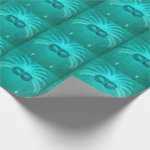 Federmaske elegant Vintag aquamarin Geschenkpapier (Ecke)