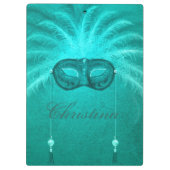 Federmaske elegant Vintag aquamarin Klemmbrett (Rückseite)