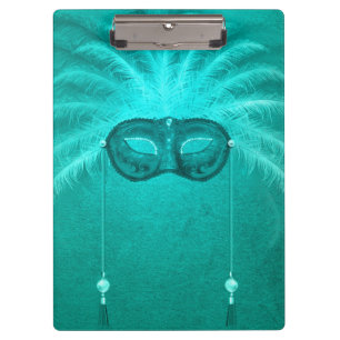 Federmaske elegant Vintag aquamarin Klemmbrett