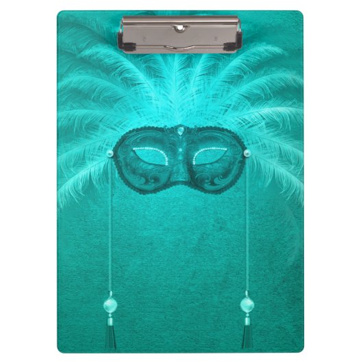 Federmaske elegant Vintag aquamarin Klemmbrett (Vorderseite)