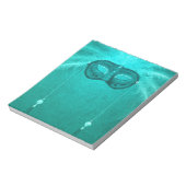 Federmaske elegant Vintag aquamarin Notizblock (Rotiert)