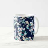 Federmuster. Blühende Zweige. Wasserfarbe Vi Kaffeetasse (VorderseiteRechts)