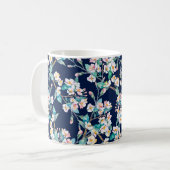 Federmuster. Blühende Zweige. Wasserfarbe Vi Kaffeetasse (Vorderseite Links)