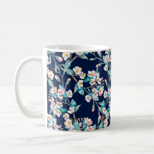 Federmuster. Blühende Zweige. Wasserfarbe Vi Kaffeetasse
