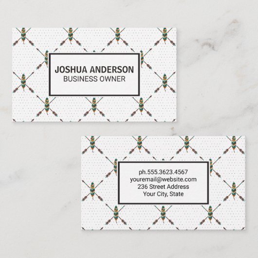 Federmuster | Boho Stylish Visitenkarte (Vorne/Hinten)