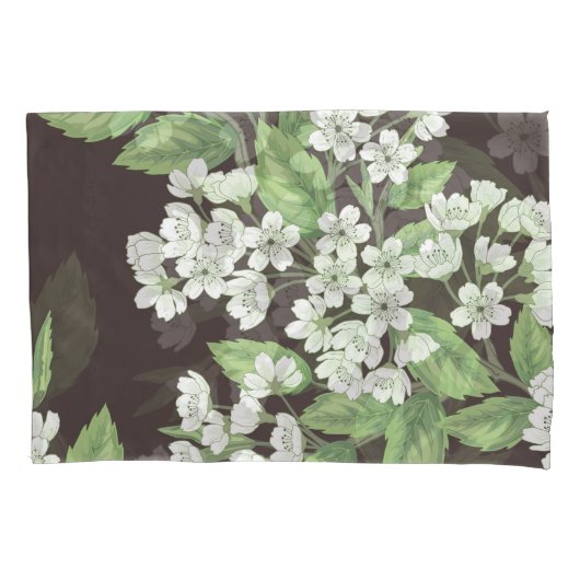 Federmuster, grüne Zweige nahtlos. Kissenbezug (Vorderseite)