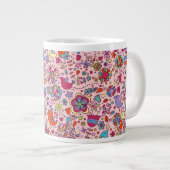 Federmuster mit bunten Blume Jumbo-Tasse (Vorderseite Rechts)