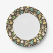 Federmuster mit Ostereiern, Vögeln Pappteller (Vorderseite)