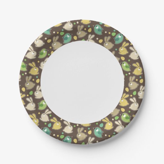 Federmuster mit Ostereiern, Vögeln Pappteller (Vorderseite)