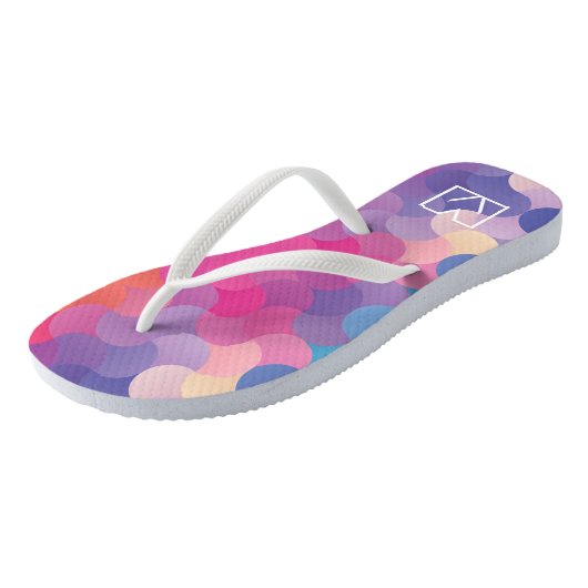 Federmuster-Rose Badesandalen (Schrägansicht)