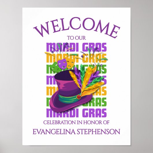 Federn am Zylinder MARDI GRAS Poster (Vorne)