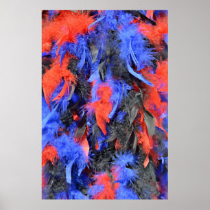 Federn-Boa in den Farben Rot, Blau und Schwarz Poster