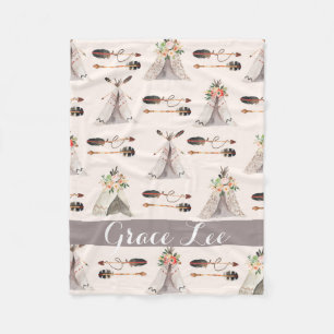 Federn Boho Aquarell kundengebundene Decke