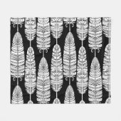 Federn Boho: Schwarz-Weiß-Muster Fleecedecke (Vorderseite (Horizontal))