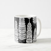 Federn Boho: Schwarz-Weiß-Muster Kaffeetasse (VorderseiteRechts)