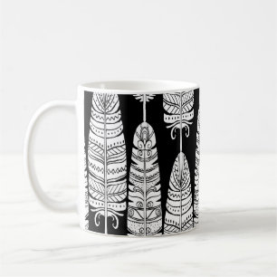 Federn Boho: Schwarz-Weiß-Muster Kaffeetasse