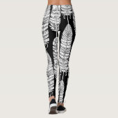 Federn Boho: Schwarz-Weiß-Muster Leggings (Rückseite)
