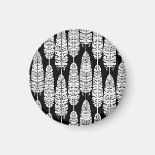 Federn Boho: Schwarz-Weiß-Muster Magnet