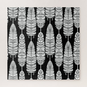 Federn Boho: Schwarz-Weiß-Muster Puzzle