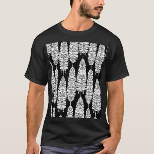 Federn boho: Schwarz-Weiß-Muster T-Shirt