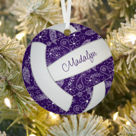 Federn Doodle-Muster lila Volleyball Ornament Aus Metall
