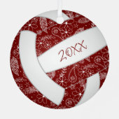 Federn doodle Muster Maroon weißen Volleyball Ornament Aus Metall (Rückseite)