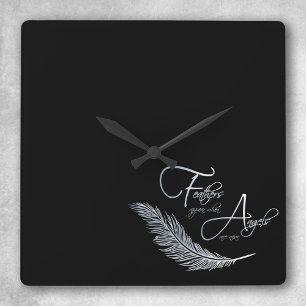 Federn erscheinen, wenn Engel in der Nähe sind Quadratische Wanduhr