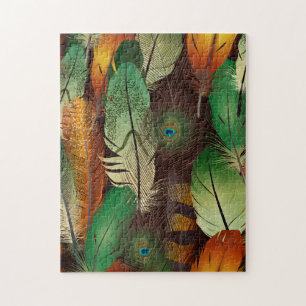 Federn, farbiges Pfauenmuster Puzzle