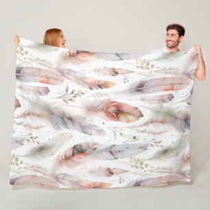 Federn flüstern - Elegante Natur Inspiriert Fleecedecke