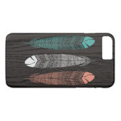 Federn gezeichnet auf Woodgrain iPhone 7 Plusfall Case-Mate iPhone Hülle (Rückseite (Horizontal))