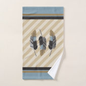Federn in Blau, Grau und Braun Badhandtuch Set (Handtuch)