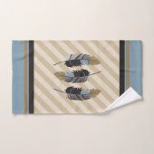 Federn in Blau, Grau und Braun Badhandtuch Set (Handtuch)