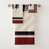 Federn in Cream, Maroon und Schwarz Badhandtuch Set (Insitu)