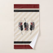 Federn in Cream, Maroon und Schwarz Badhandtuch Set (Handtuch)