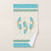 Federn in Creme, Aquamarin und Grün Badhandtuch Set (Handtuch)