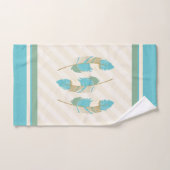 Federn in Creme, Aquamarin und Grün Badhandtuch Set (Handtuch)