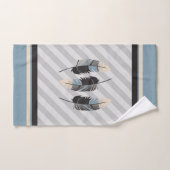 Federn in Creme, Grau und Blau Badhandtuch Set (Handtuch)