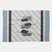 Federn in Creme, Grau und Blau Handtuch (Horizontal)