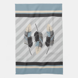 Federn in Creme, Grau und Blau Handtuch