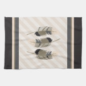 Federn in Creme, Grau und Braun Geschirrtuch (Horizontal)