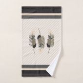 Federn in Creme, Grau und Schwarz Badhandtuch Set (Handtuch)