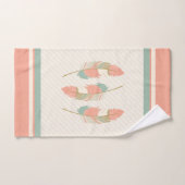 Federn in Creme, Korallen und Minzgrün Badhandtuch Set (Handtuch)