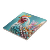 "Federn in Farbe: Das Regenbogenhuhn" Fliese (Seite)
