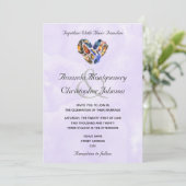 Federn in Herzform Hochzeit Einladung (Stehend Vorderseite)