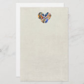 Federn in Herzform Wasserfarbdesign Briefpapier (Vorne/Hinten)