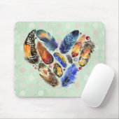 Federn in Herzform Wasserfarbdesign Mousepad (Mit Mouse)