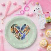 Federn in Herzform Wasserfarbdesign Pappteller (Party)