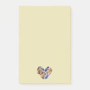 Federn in Herzform Wasserfarbdesign Post-it Klebezettel