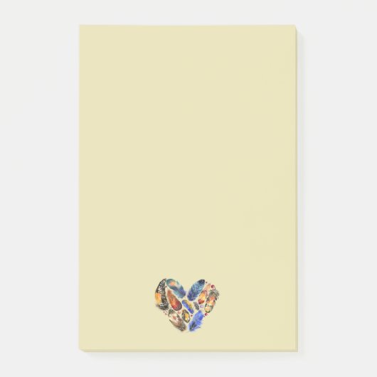 Federn in Herzform Wasserfarbdesign Post-it Klebezettel (Vorderseite)