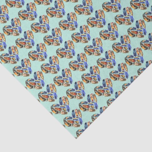 Federn in Herzform Wasserfarbdesign Seidenpapier (Ausschnitt)